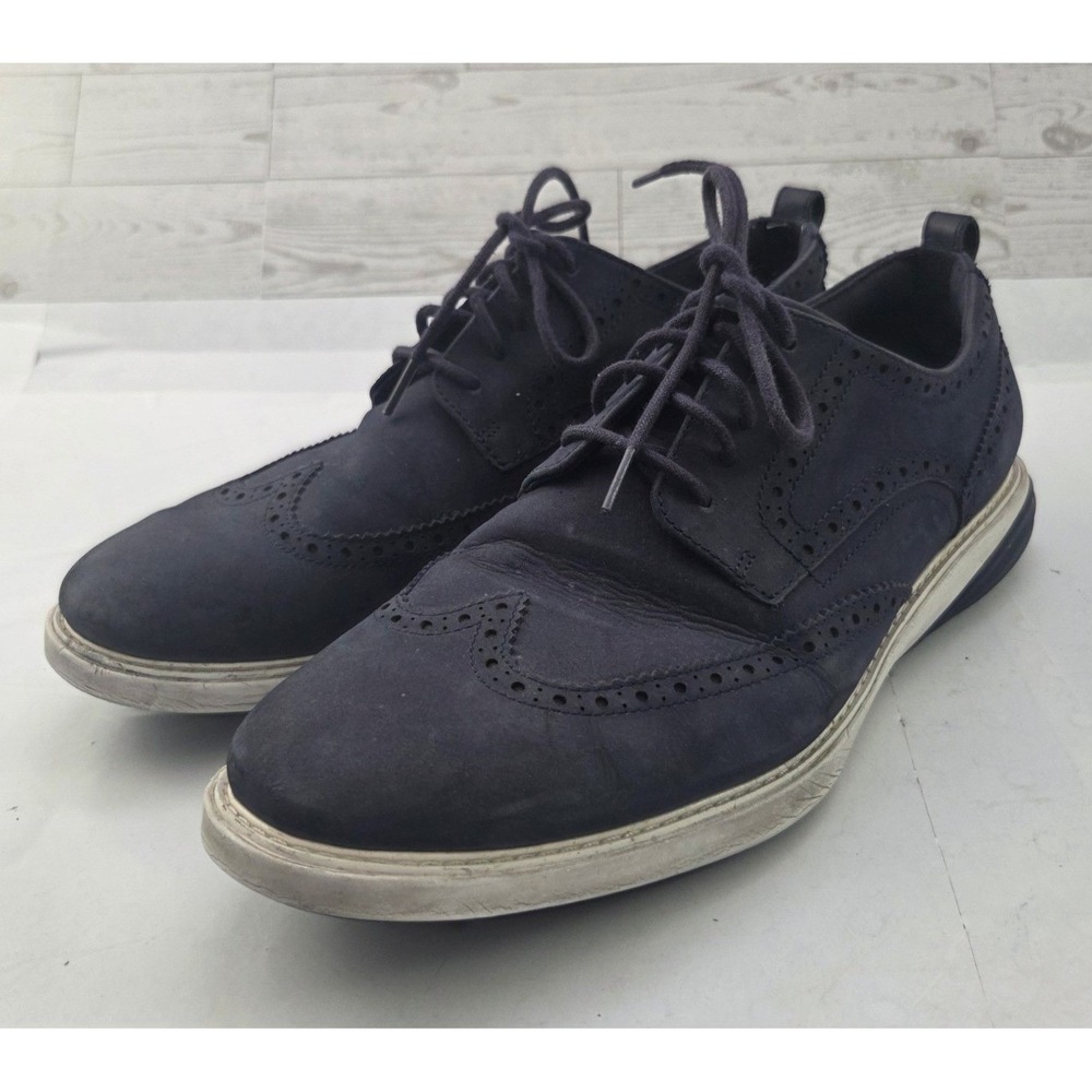 Cole Haan Grand OS Wingtip Oxford Sneakers Mens 11.5 M Blue Suede Preppy Shoes
